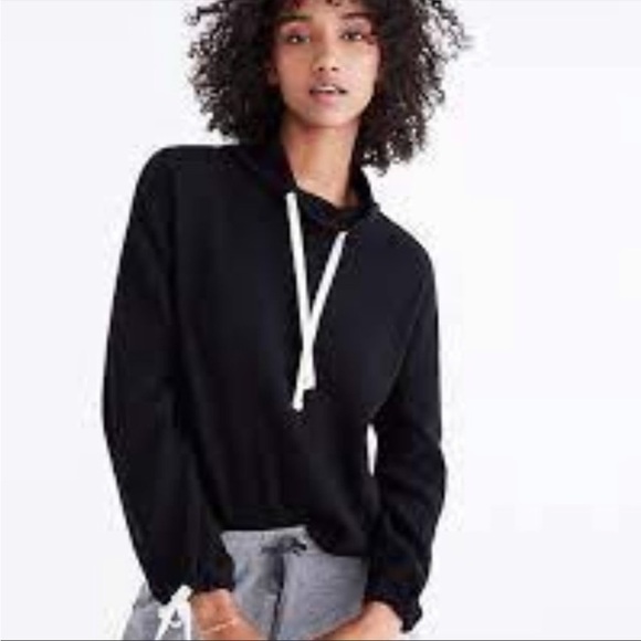 Mile(s) Madewell Funnelneck Tie-Sleeve Sweatshirt Black XS - Picture 1 of 8